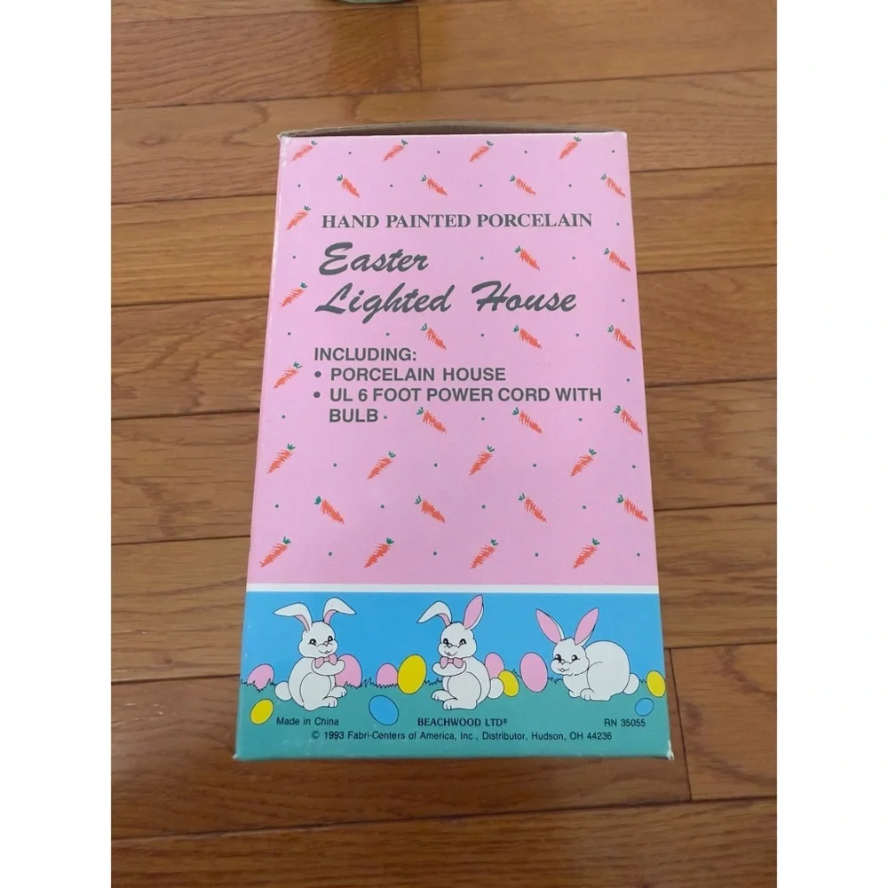 Beachwood Ltd. Vintage 1993 Hand Painted Porcelain Easter Lighted House - NIB